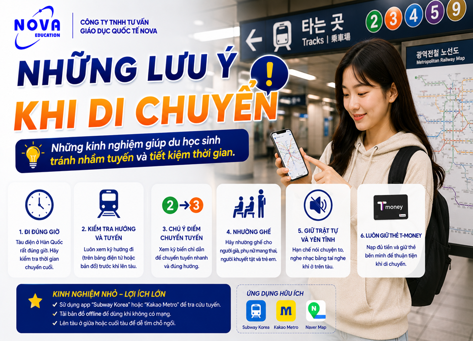 Lưu ý khi di chuyển tầu điện ngầm ở Hàn Quốc