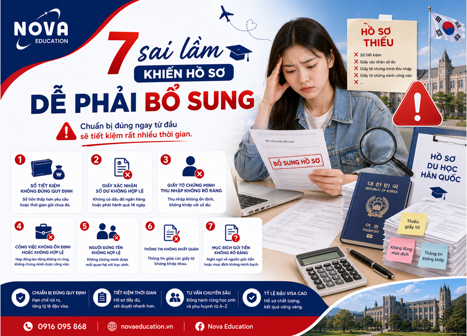 Banner những sai lầm thường gặp khi chuẩn bị chứng minh tài chính du học Hàn Quốc.