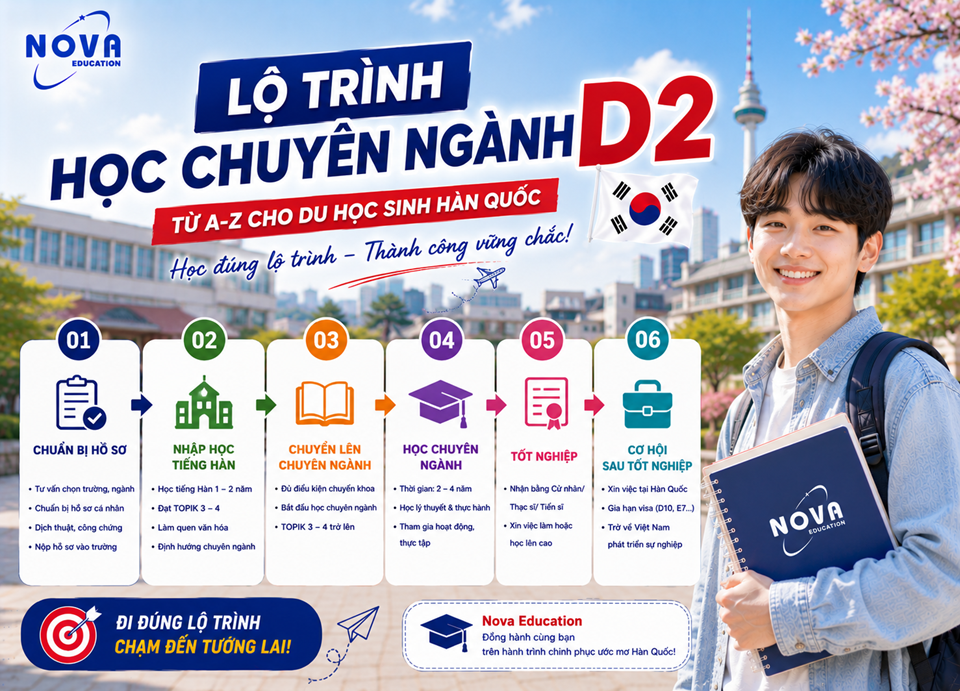 Lộ trình học du học visa D2 Hàn Quốc