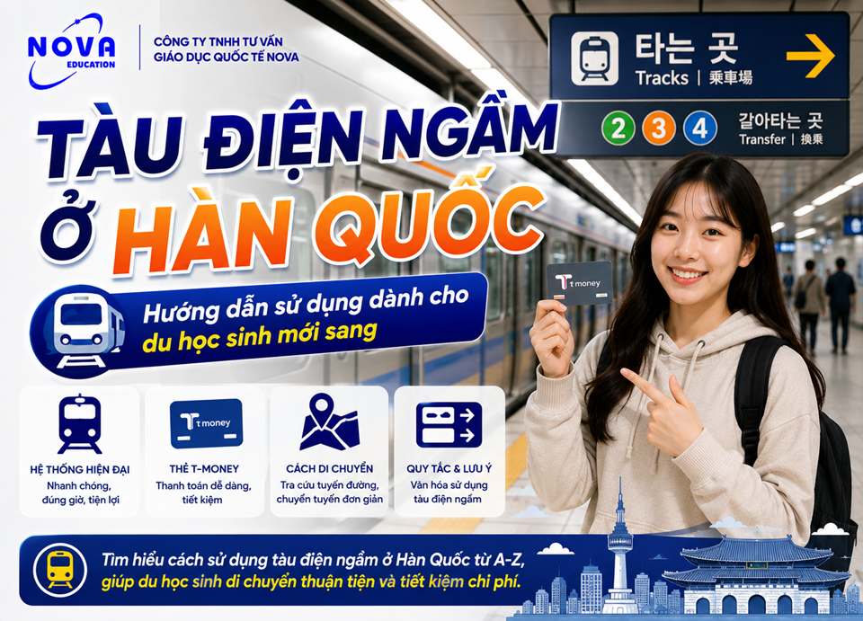 Tìm hiểu cách sử dụng tàu điện ngầm ở Hàn Quốc từ A-Z, giúp du học sinh di chuyển thuận tiện và tiết kiệm chi phí.