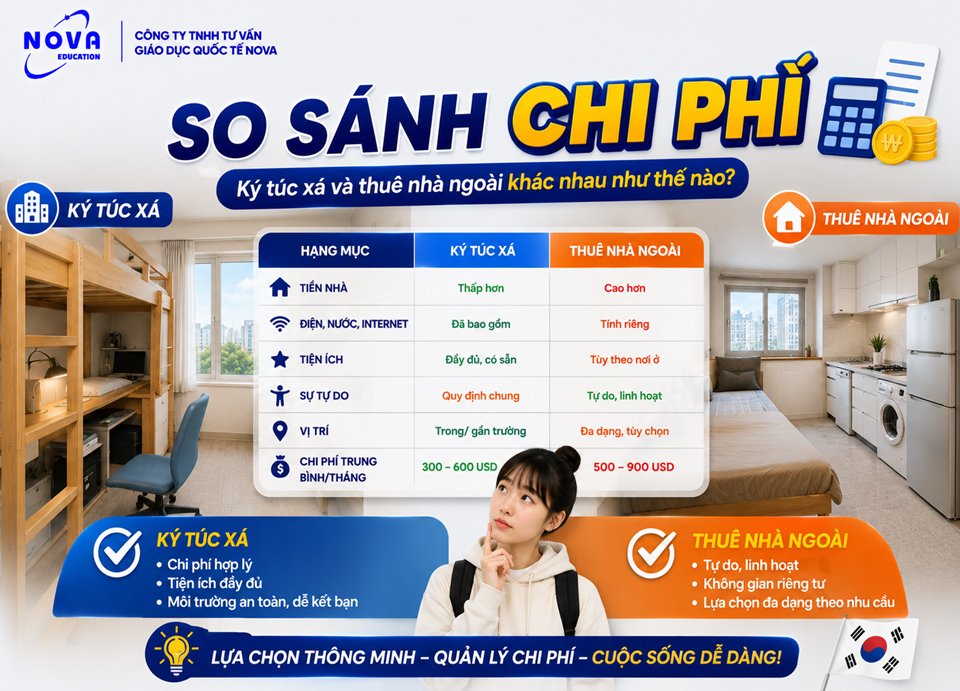 du học Hàn Quốc nên ở ký túc xá hay thuê nhà ngoài_so sánh chi phí