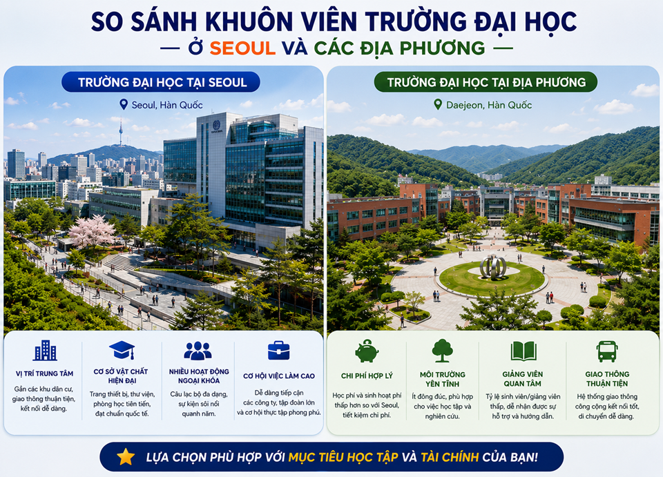 du học Hàn Quốc nên chọn Seoul hay các thành phố khác